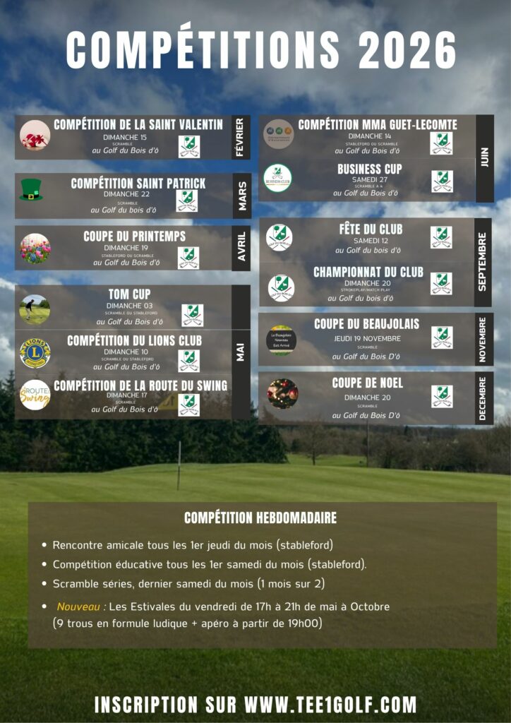 calendrier compétition du Golf du Bois D'Ô - Golf eure et loir